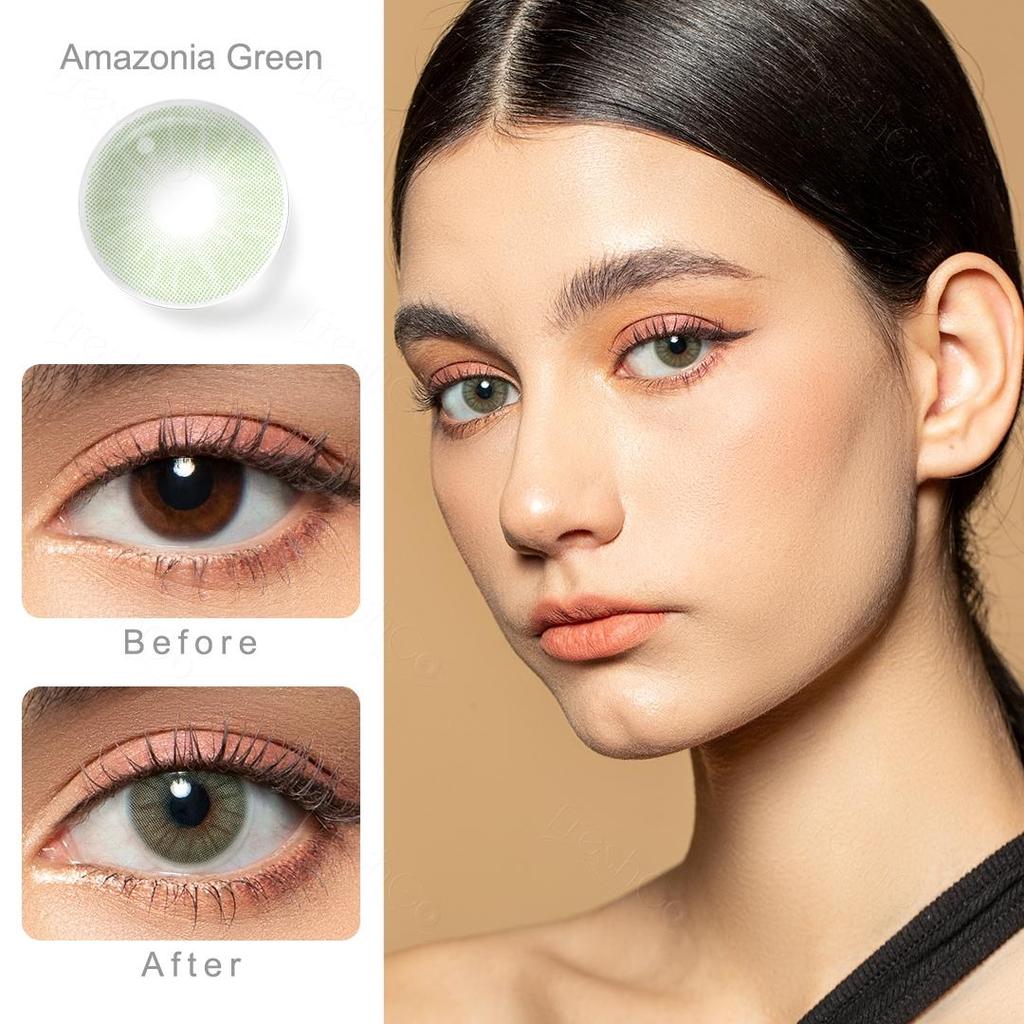 FreshGo Soft Color Contact Lens Gray Coloured Contact Lenses for Eyes Cosmetic Beautiy Pupils 1 Pair Yearly Contact Lenses