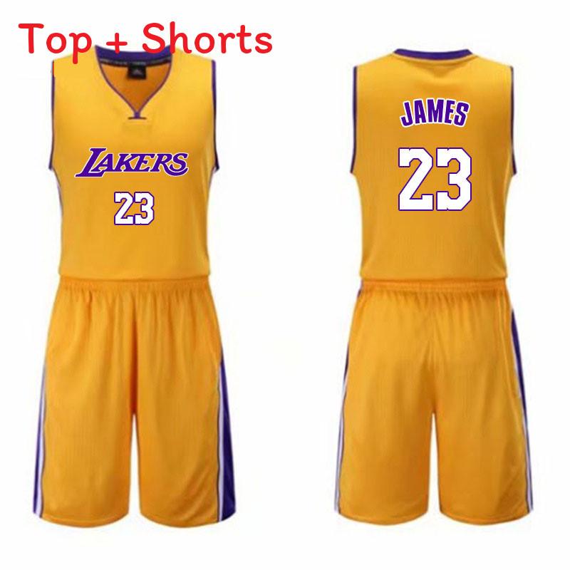 Баскетбольный комплект формы Los Angeles Lakers Леброн Джеймс из полиэстера для мужчин и любителей спорта