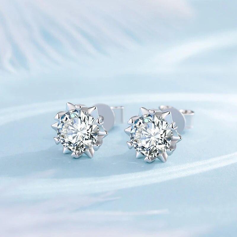 Настоящие серьги-гвоздики с муассанитом 0,5 карата D цвета для женщин, высокое качество, 100% стерлинговое серебро 925 пробы, сверкающие свадебные украшения