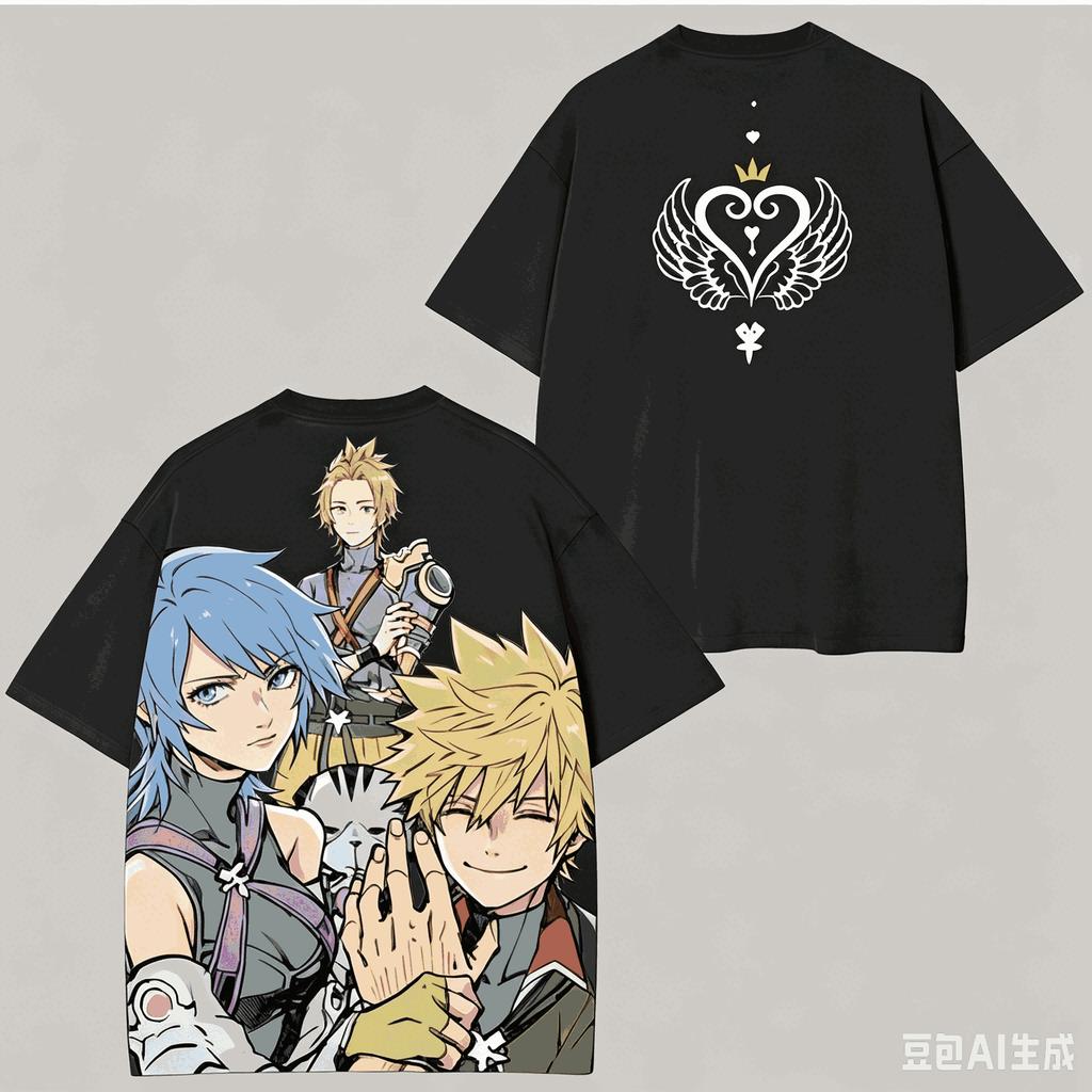kingdom hearts Washed T-shirt Anime Lover Harajuku New Model Oversized Vintage Loose Streetwear Unisex Short high quality soft