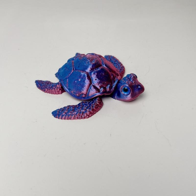 3D Printed Turtle Model Ornament Creative Collectible Movable Simulation Eyes Toy Holiday Gift Multi-Jointed Poseable Decoration