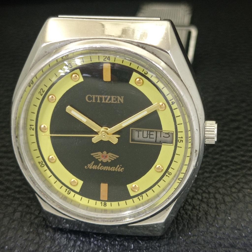 ВИНТАЖНЫЕ МУЖСКИЕ ЧАСЫ CITIZEN AUTOMATIC 8200 JAPAN С ЧЕРНЫМ ЦИФЕРБЛАТОМ a702761-1 R210-a702761