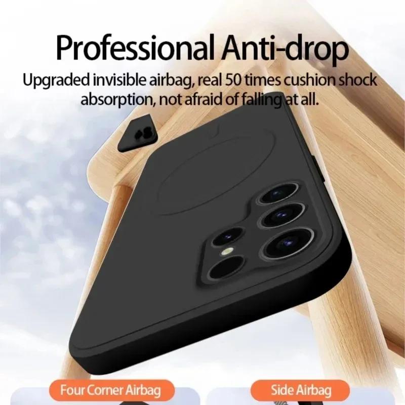 Магнитный чехол для беспроводной зарядки Magsafe для Samsung Galaxy S26 S25 S24 Ultra S23 S22 S21 A55 A15 A35 A05 Чехол из жидкого силикона