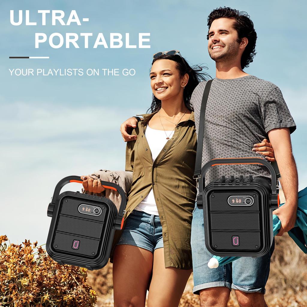 Караоке-машина с 2 беспроводными микрофонами, портативный динамик 5200 мАч, Bluetooth 5.0, перезаряжаемая PA-система с TWS, FM, REC