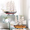 Mediterranean Wooden Sailboat Model Ornaments Creative Handmade Solid Wood Simulation Craft Home Decoration Retro Ornaments