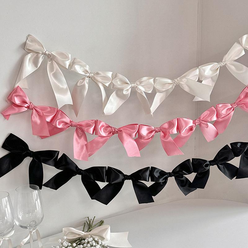 Bowknot Ribbon Garland Flags Princess Girls Room Wall Hanging Banner For Kids Birthday Baby Shower Wedding Party Decoration