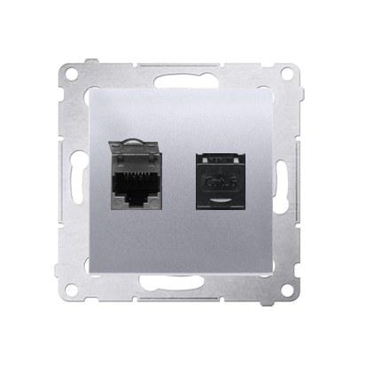 Double RJ45 computer socket category 6 with anti-dust shutter,