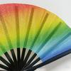 Multi-Color Glitter Kung Fu Fan 33CM Carnival Fan Dance Fan with Bamboo Frame Large Fan