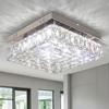 Modern Square Crystal Chandelier LED Small Chandeliers Flush Mount Ceiling Light Fixtures for Bedroom Hallway Foyer 6000K