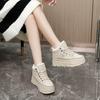Осенне-зимние женские плюшевые толстые туфли на платформе для отдыха на открытом воздухе с высоким верхом, теплые хлопковые ботинки для снега