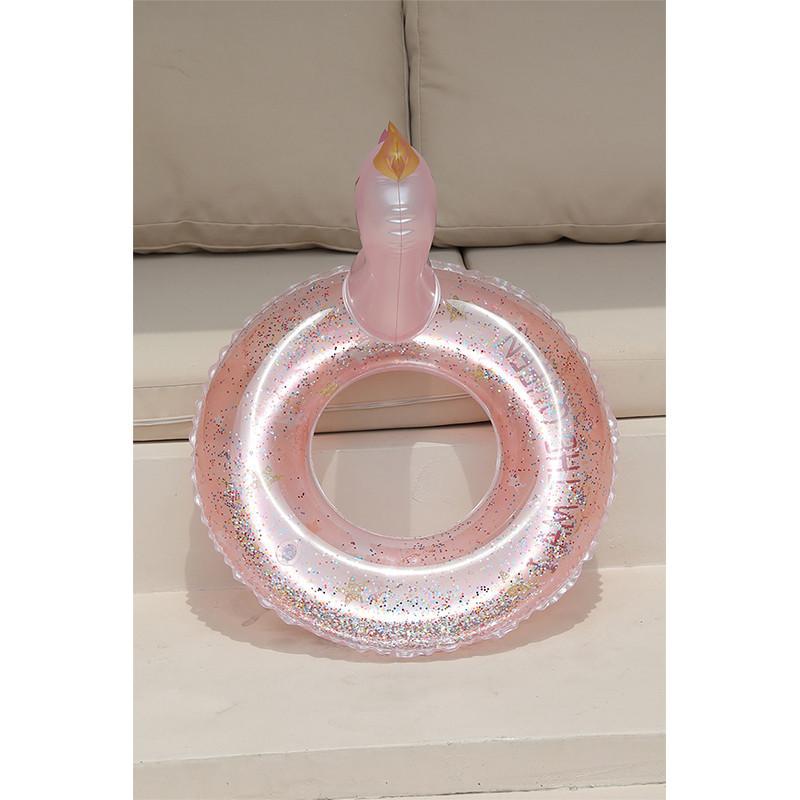 Shiny Pink Swan Inflatable Crown Swim Ring Cartoon Design For Adults Swimming Activities