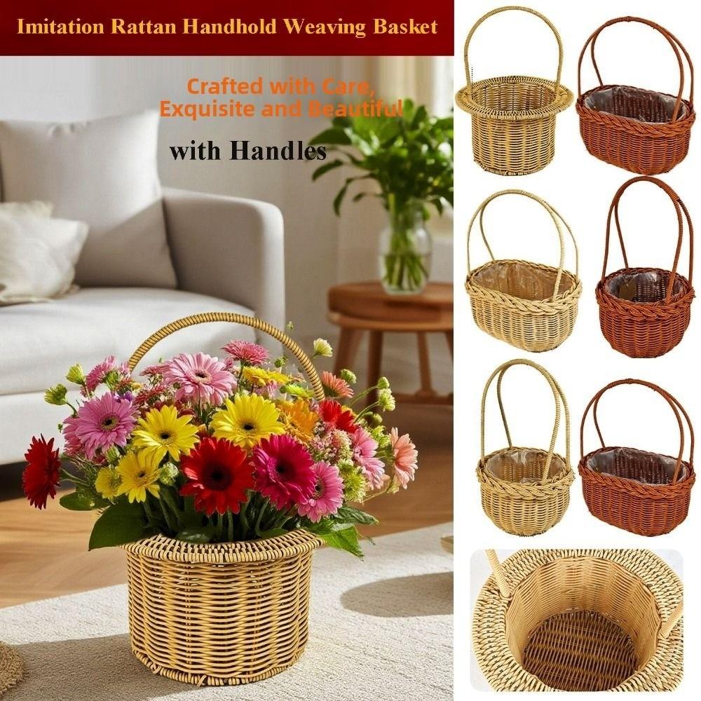 Handwoven Handhold Weaving Basket Home Decoration Braid Basket  Restaurant Serving Tabletop Display