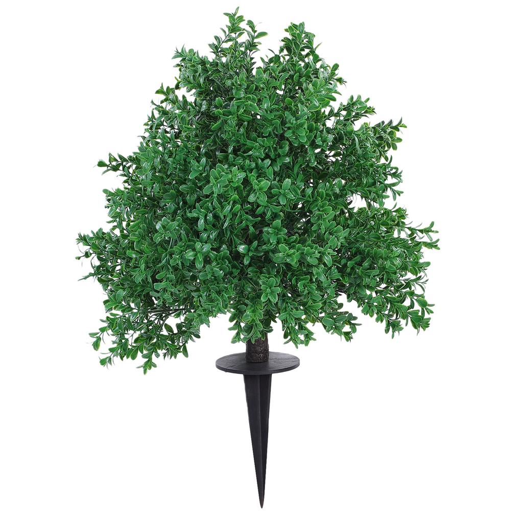 2pcs Artificial Boxwood Topiary Tree Faux Bushes Shrubs with Ground Spike for Front Porch Outdoor Garden Decor