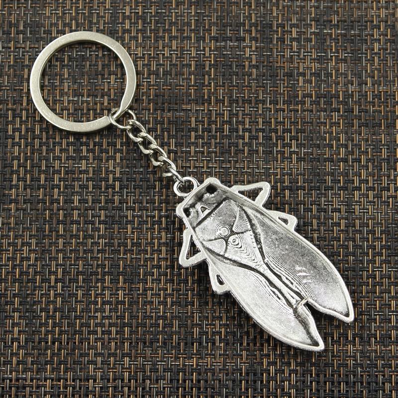 Модный брелок для ключей 30 мм, металлический брелок для ключей, ювелирные изделия, античная бронза, летняя подвеска «Цикада» 62x33 мм