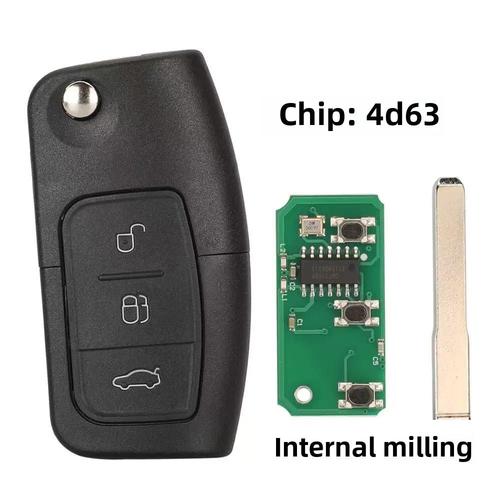 433 МГц/315 МГц Чип ID63 Выкидной Пульт Дистанционного Управления Ключ от Машины Для Ford Focus 3 2 Mondeo Fiesta Чехол-Брелок 3 Кнопки 80 Бит