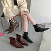 2025 осень одинарные ботинки острый носок корейская версия модные ботинки низкий каблук короткие ботинки женские задняя молния и ботильоны темперамент плоская подошва
