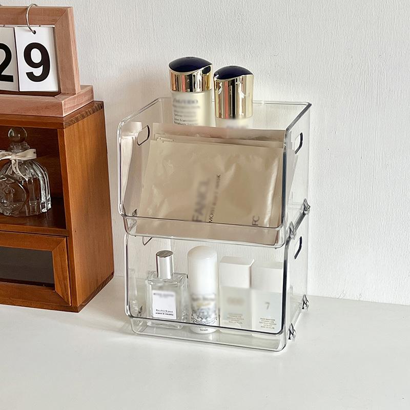 1pc Multi-purpose Cosmetics Storage Boxes Women Desktop Makeup Storage Shelves Transparent Sundries Storages Organizer Shelf