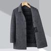 Winter Double-sided Woolen Coat for Men, Medium-length, Thickened Duck Down Lining, Middle-aged Large Size Cashmere Coat for Dad