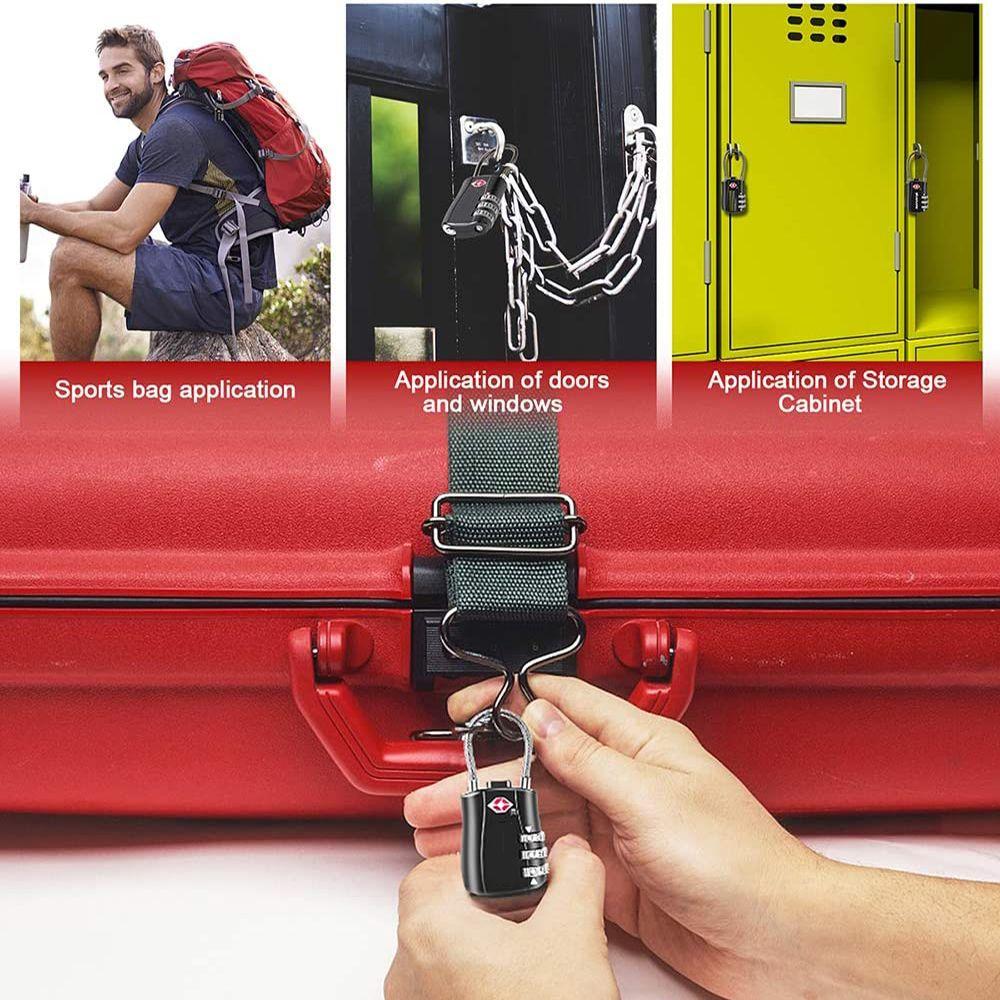 Security Multi-purpose TSA Customs Lock Anti-theft Safely Code Lock 3 Digits TSA Steel Wire Lock