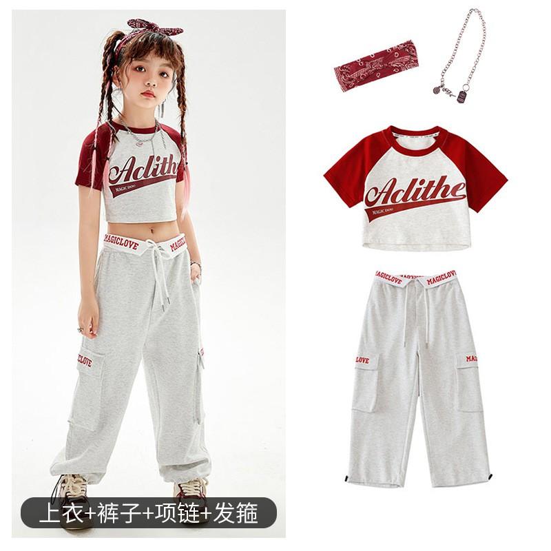 Girls Hip Hop Dance Costume Jazz Performance Outfit Kids Street Practice Wear Trendy Stage Clothes