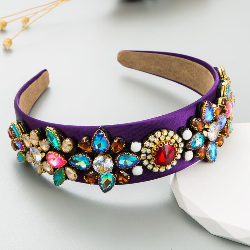 Женская тяжелая промышленность, полный кристалл, винтажная повязка на голову с широкими краями в стиле барокко, инкрустированная высококачественная женская повязка для волос
