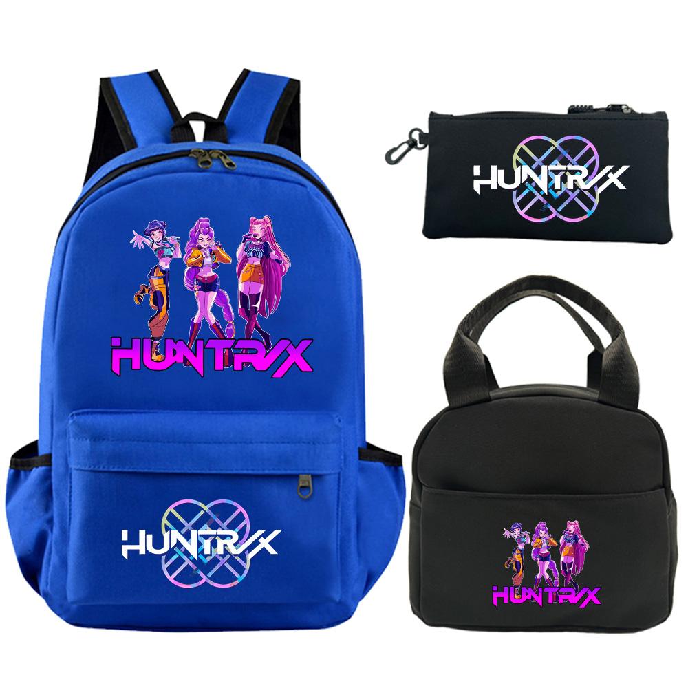 3Pcs/set Anime K-Pop Demon Hunters Printed Backpack with Shoulder Bag Pencil Case for Student Boy Girl Schoolbag Large Capacity Waterproof Bookbag