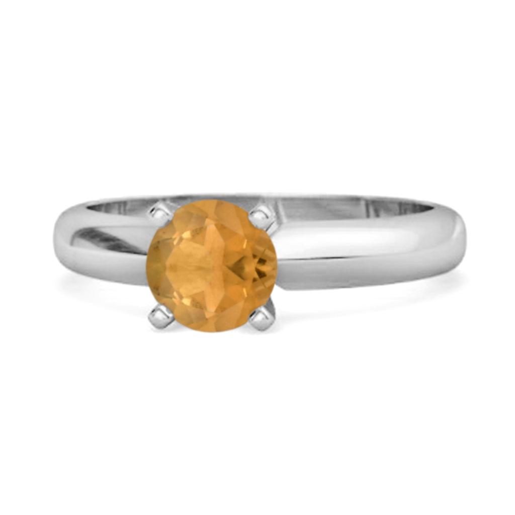 Solitaire 0.25 Cts Brilliant Cut Citrine 925 Silver Promise Ring