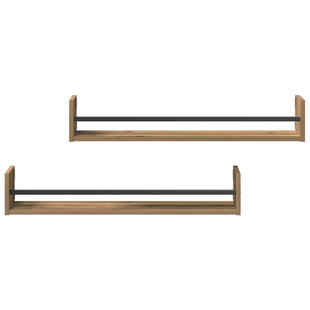 Wall Shelf Wall Mounted 2 pcs Artisan Oak 80 x 16 x 14 cm
