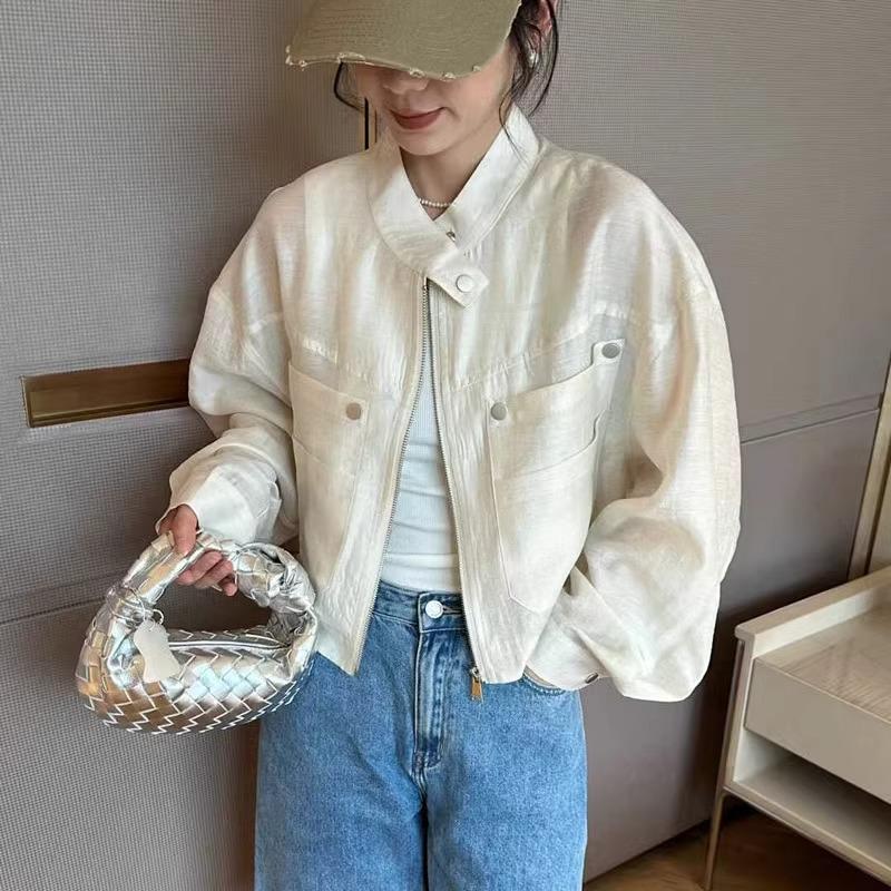 Женская короткая куртка от солнца - Лето 2025, корейский стиль, воротник-стойка, маленький размер, тонкий дизайн