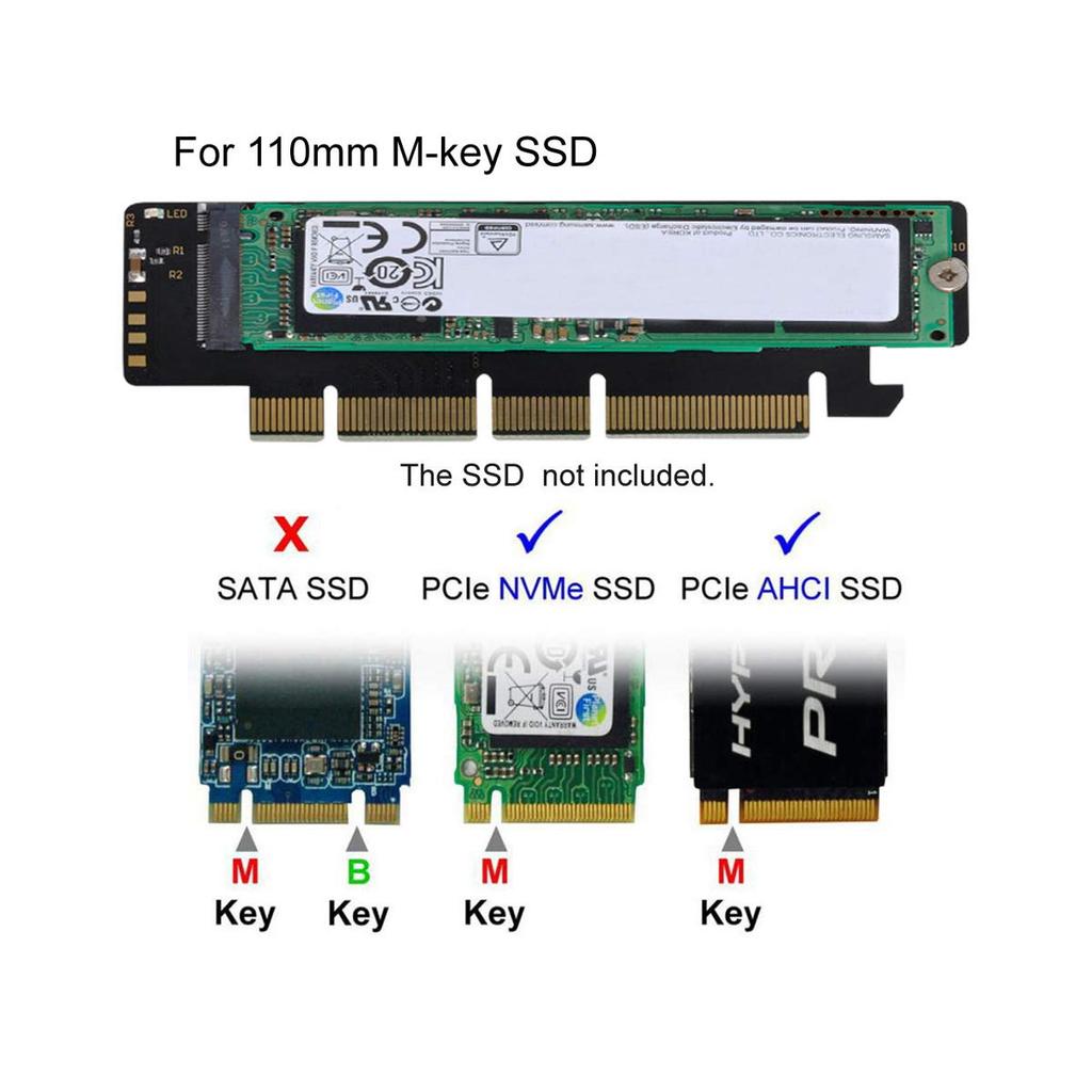 Адаптер xiwai NGFF NVME AHCI SSD to 16x 4X для 110 мм 80 мм SSD M.2 M-Key PCI-E 3.0