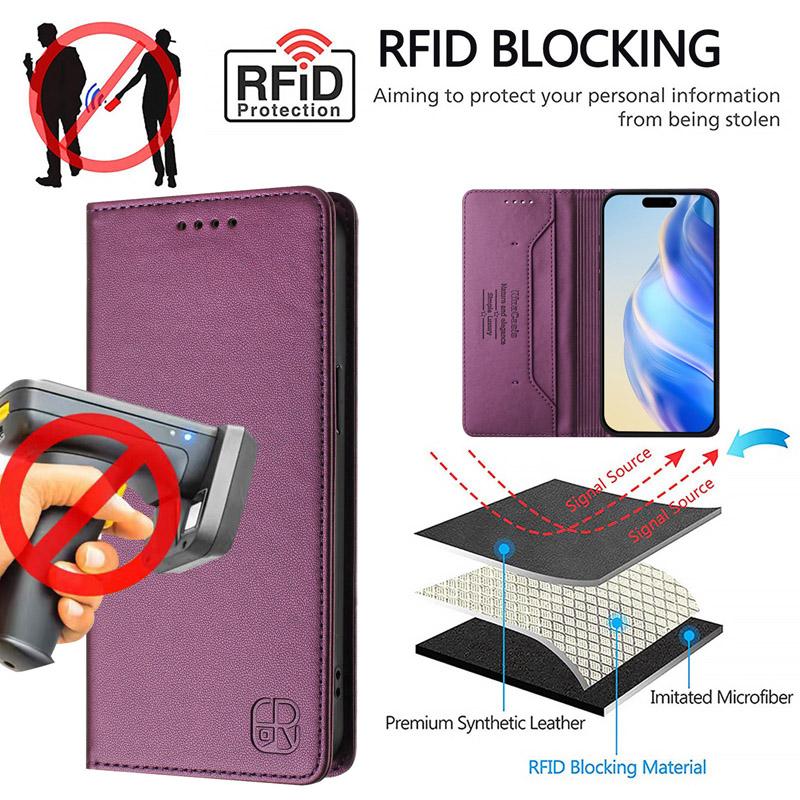 Luxury Leather Case For Sharp Aquos R9 Pro/Sharp Aquos Sense 9 Plus/Aquos R9 RFID Blocking Card Slots Magnetic Attraction Stand Shockproof Flip Cover