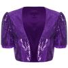 Womens Glitter Sequin Crop Jacket Short Sleeve Open Front Shiny Clubwear Party Outerwear Evening Cover Up