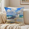 Seagulls On Beach Oceanic Artistic Cushion Cover Breathable Cushion Covers Machine Washable Wrinkle-Resistant Soft Durable