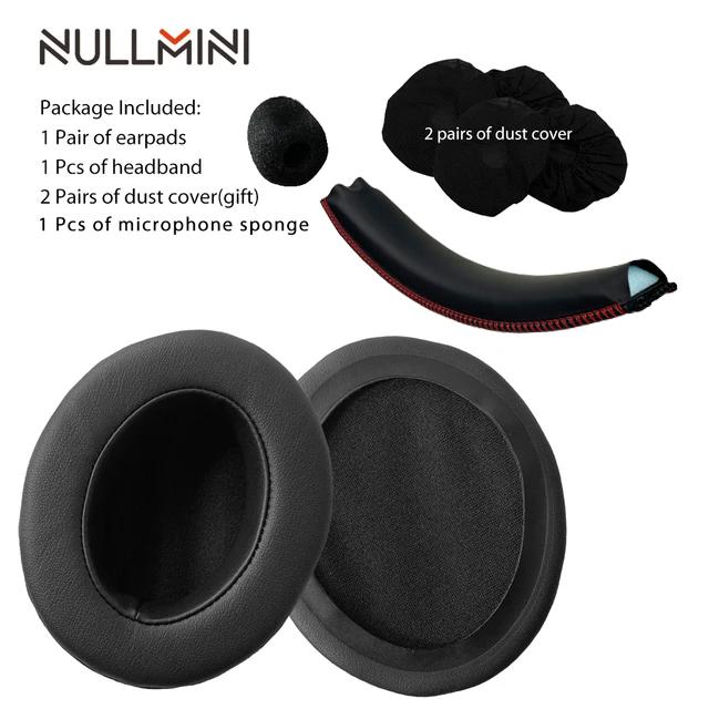 NullMini Запасные амбушюры для наушников HyperX Cloud II Подушечки оголовья Подушечки для ушей Утолщенный кожаный бархатный чехол Гарнитура