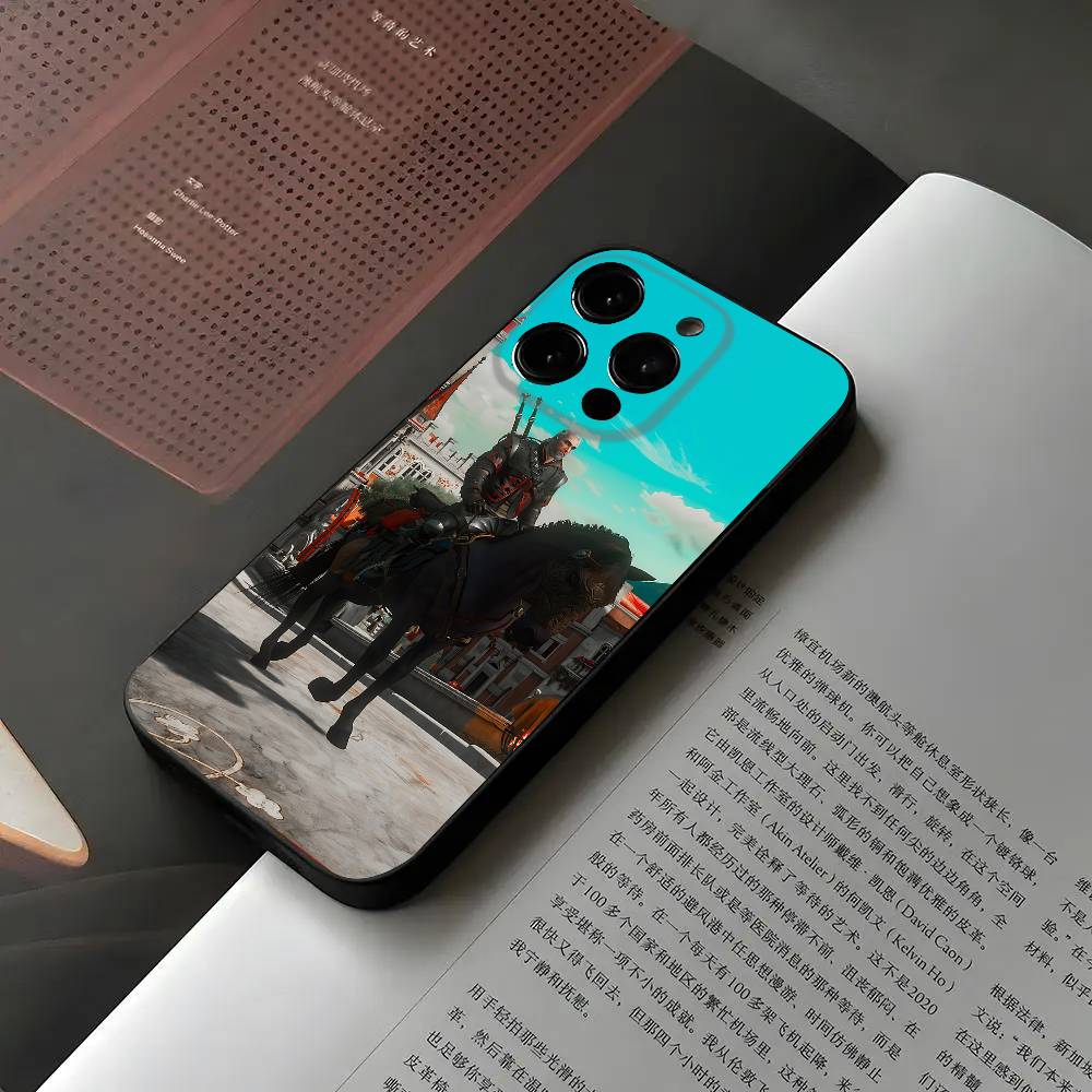 Чехол для телефона Игра The R-Witcher Для iPhone 16 15 11 13 14 Pro Max 7 8 Plus X Xr Xs Max 12mini Черный Чехол-Крышка