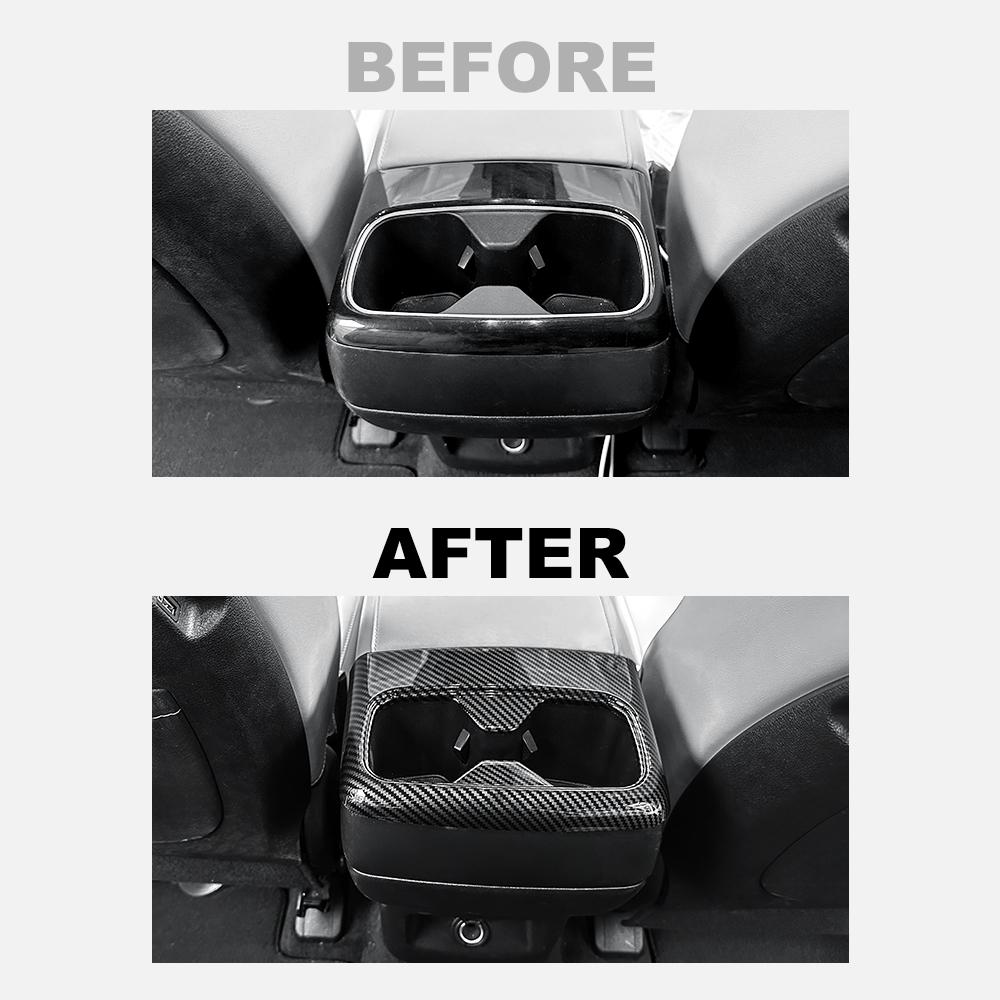 For Kia Telluride 2020-2025 Carbon Fiber Style ABS Rear Passenger Seat Water Cup Holder Frame Cover Trim Accessories LHD/RHD