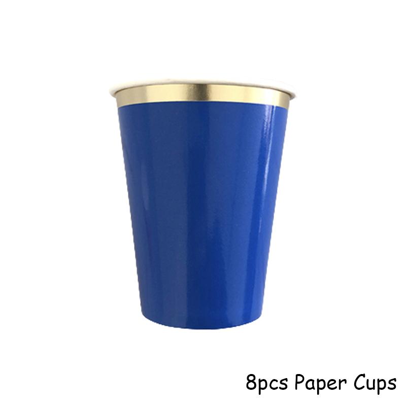 Одноразовая посуда голубого цвета, бумажные тарелки для вечеринок, стаканчики, трубочки, сувениры для детского душа, товары для дня рождения, золотые украшения для вечеринок, карнавала, свадьбы