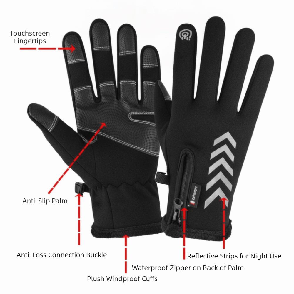 Windproof Cycling Gloves Fleece Lined Touch Screen Gloves Outdoor Sports Gloves Motorcycle Riding
