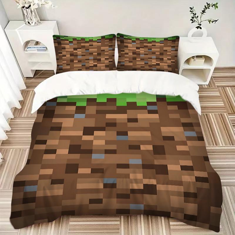 3 шт. Комплект постельного белья в стиле Minecraft - Идеально для любой комнаты, Идеальный подарок для фанатов и путешественников1202092a