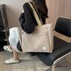 Large Capacity Lazy Wind Canvas Bag Women's Solid Color Niche Shoulder Handbag Casual Versatile Commuter Tote Bag