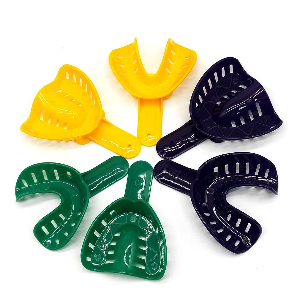 12 шт./компл., стоматологические слепочные лотки, пластиковые стоматологические центральные материалы, держатель для зубов, инструменты для ухода за полостью рта для взрослых и детей