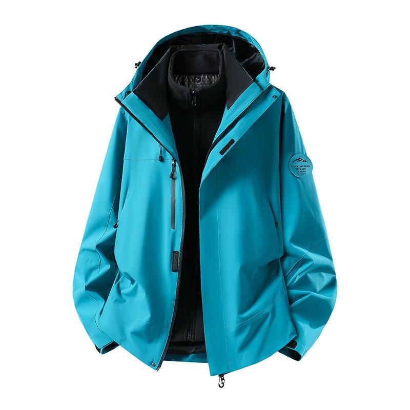 Womens 3-in-1 Detachable Hiking Jacket Waterproof Windproof Outdoor Mountaineering Coat With Fleece Liner