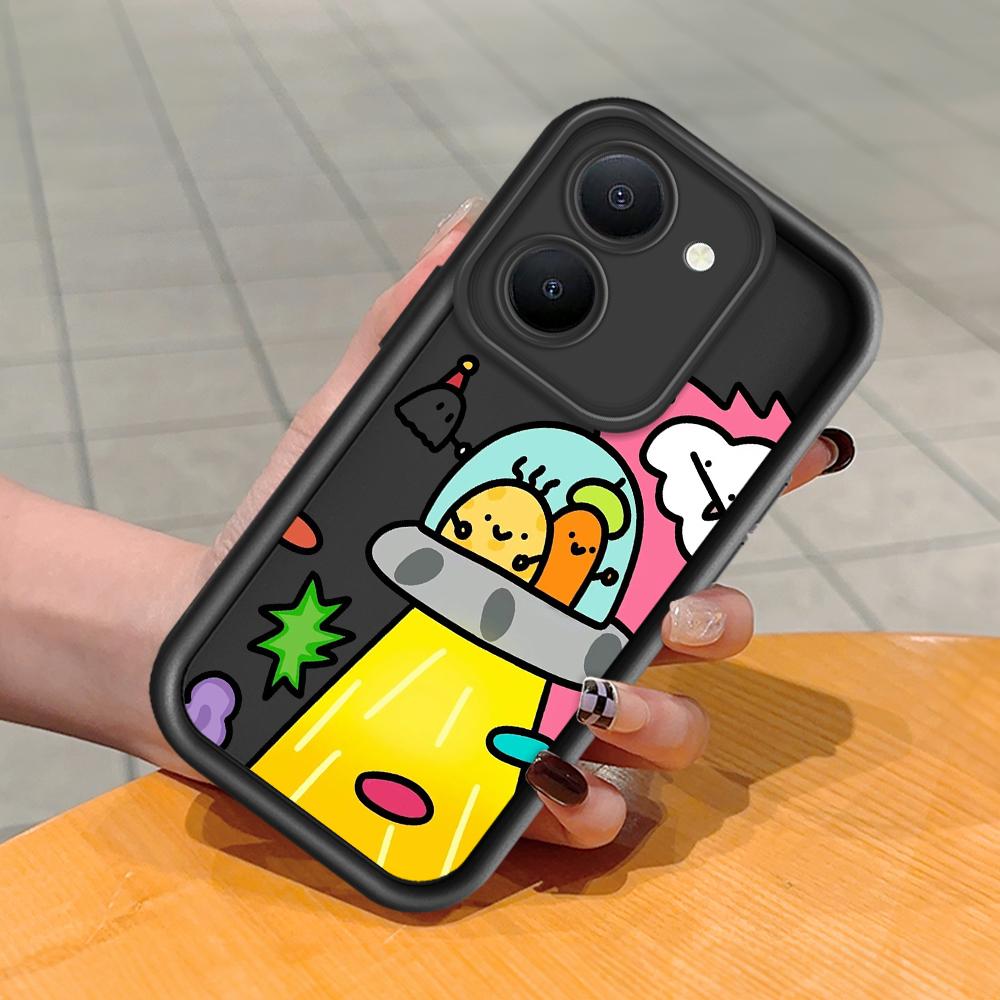 Soft Silicone Square Ladder Printing Pattern Phone Casing Full Cover Camera Shockproof Protection Rubber Case for Vivo