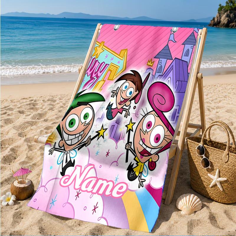 Custom Name Magical Adventure Friends Beach Towel Microfiber Beach Towel, Lightweight and Quick-Dry, for Summer Travel, Swimming Pool Gift