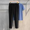 Plus Size Spring Summer Men's Casual Pants Suit Pant Slim Fit Work Elastic Waist Jogging Business Trousers Male Black