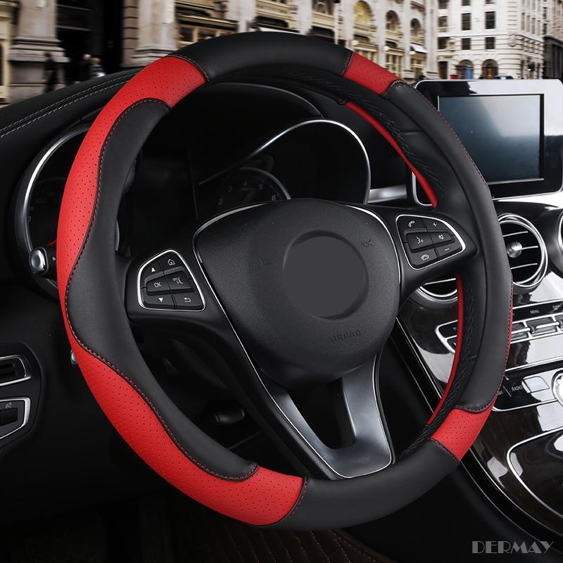 1 шт., чехол на руль автомобиля из искусственной кожи, мягкий противоскользящий автомобильный Стайлинг, спортивные чехлы на руль, хорошие дышащие