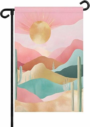 Cactus Ombre Colorful Mountain Garden ags Double Sided Welcome, 12x18 Inch XXQ