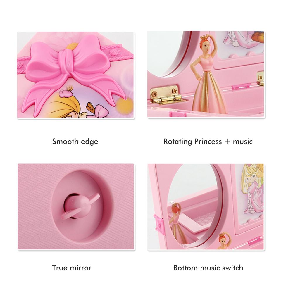 Exquisite Musical Jewelry Box for Girls Princess Dancing with Music with Cute Bow Knots Painting