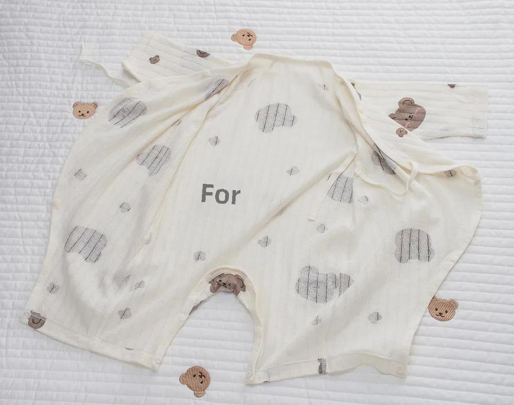 Ультратонкий хлопковый детский комбинезон с защитой живота и длинными рукавами — дышащий, класса А для лета и кондиционируемых помещений