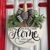 Welcome Sign For Front Door, Rustic Round Wood Wreaths Wall Hanging Outdoor Decor, Porch Fence Decorations Hanging Gift For Home
